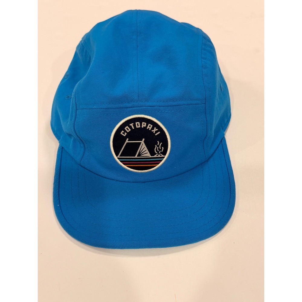 Cotopaxi Blue 5 Panel Camp Hat Tent Campfire Patch Adjustable Strapback Cap